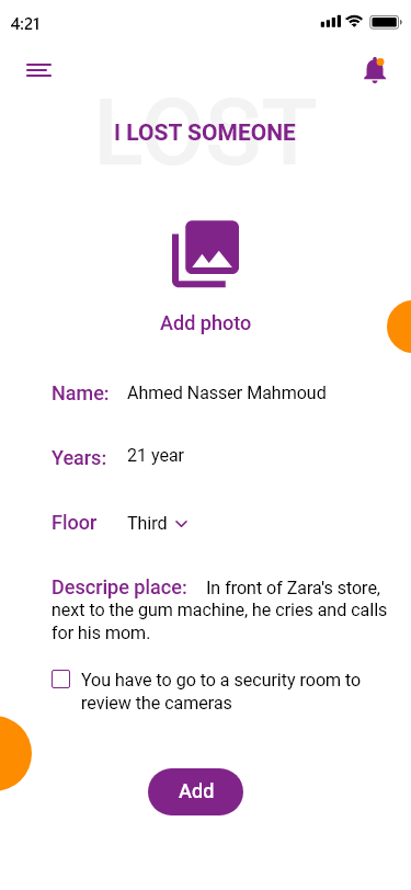 Lost Person Screen