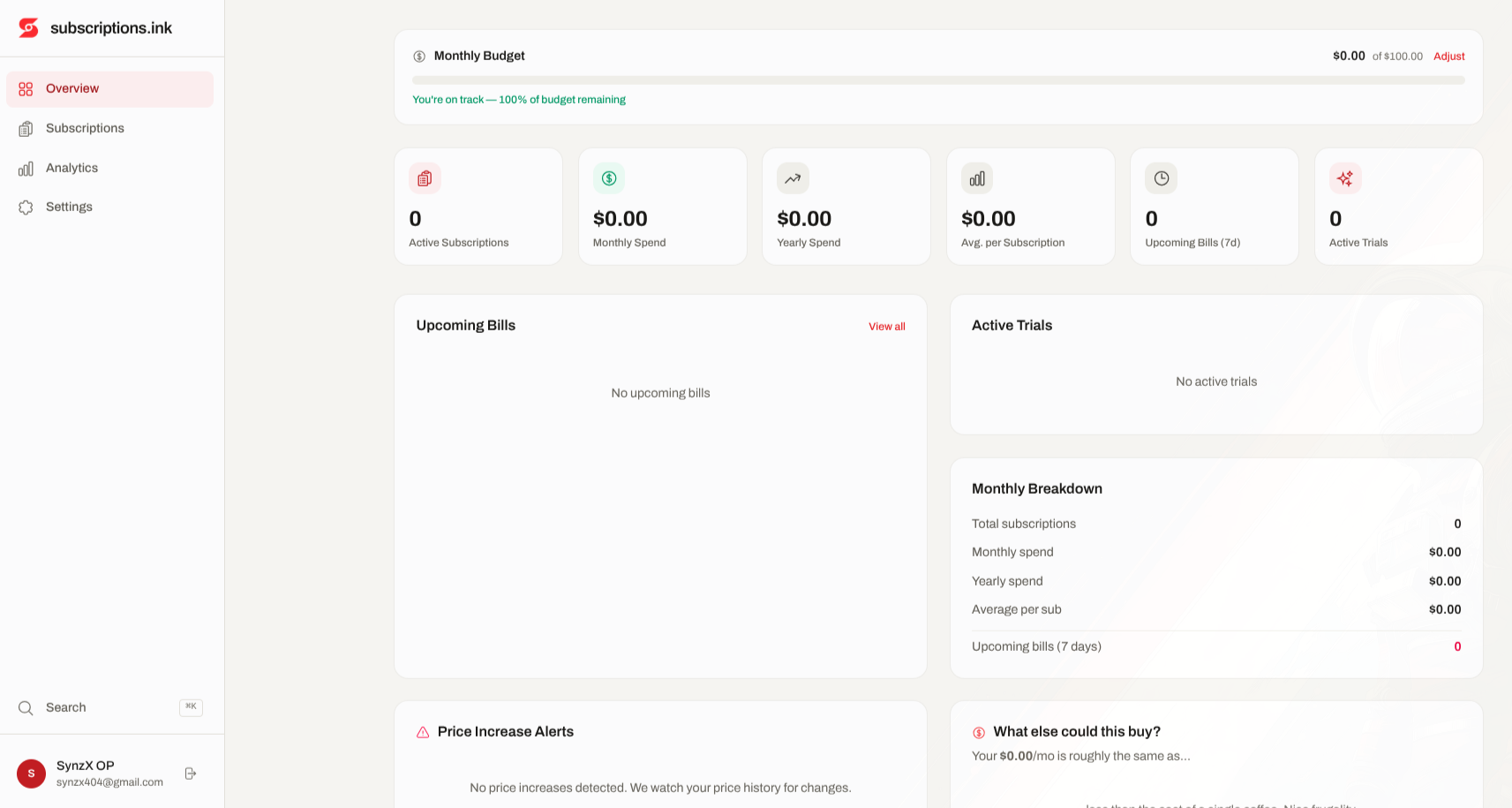 Subscriptions.ink screenshot 2