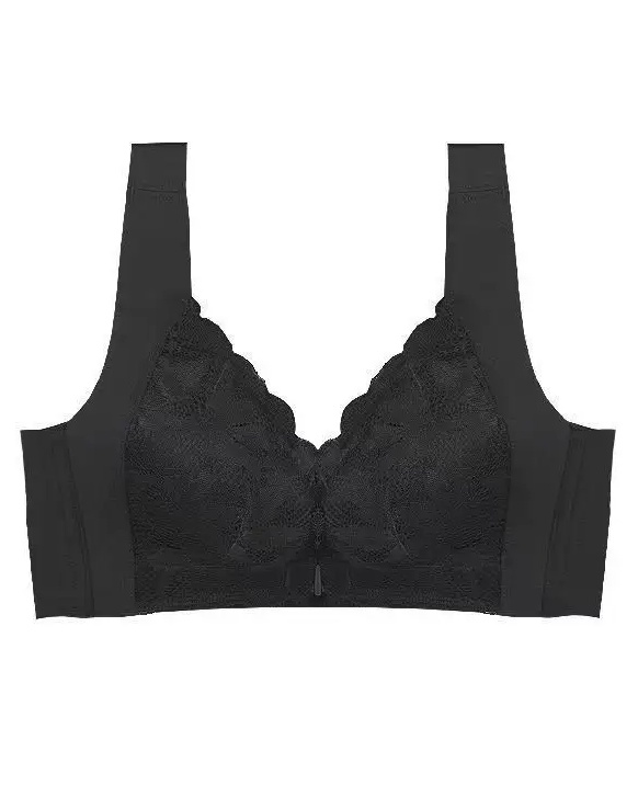 Lace Front-Closure Deep-V Bralette – Elegant Push-Up Comfort Bra, Side view