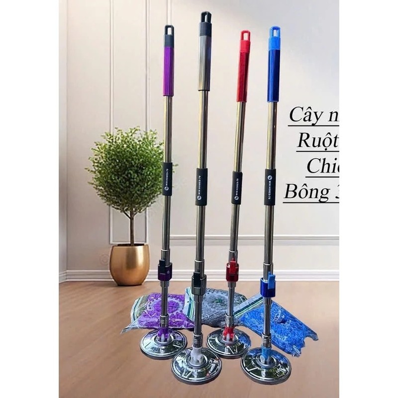 Cây Lau Nhà Xoay Tự Vắt 360 Độ Thân Inox Cao Cấp Đa Năng
