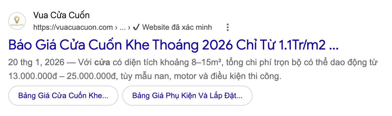 Kết quả Google cần bấm vào