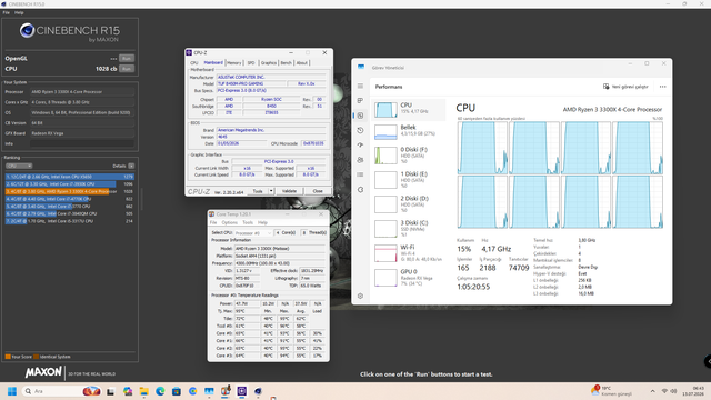 CINEBENCH R15 R3 3300X B450TUF STOK