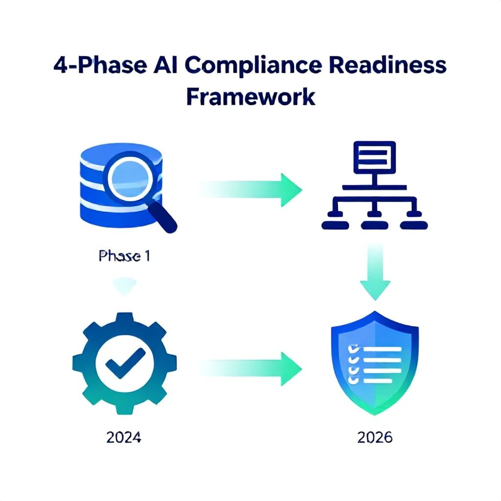 4-Phase AI Compliance Readiness Framework timeline infographic 2024-2026