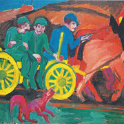Связка лошадей с тремя фермерами 1920 21