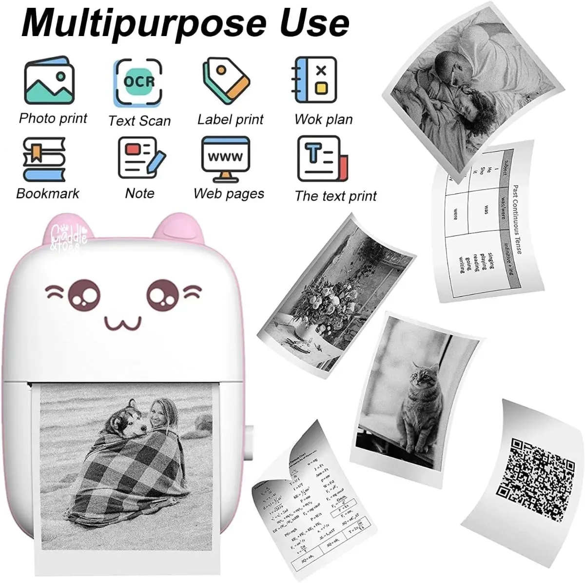 Toy Imagine Mini Portable Thermal Printer Bluetooth Pocket Printer for Kids and Adults 57mm Inkless Photo Label Printer for Notes Stickers Study Rechargeable Assorted photo 4