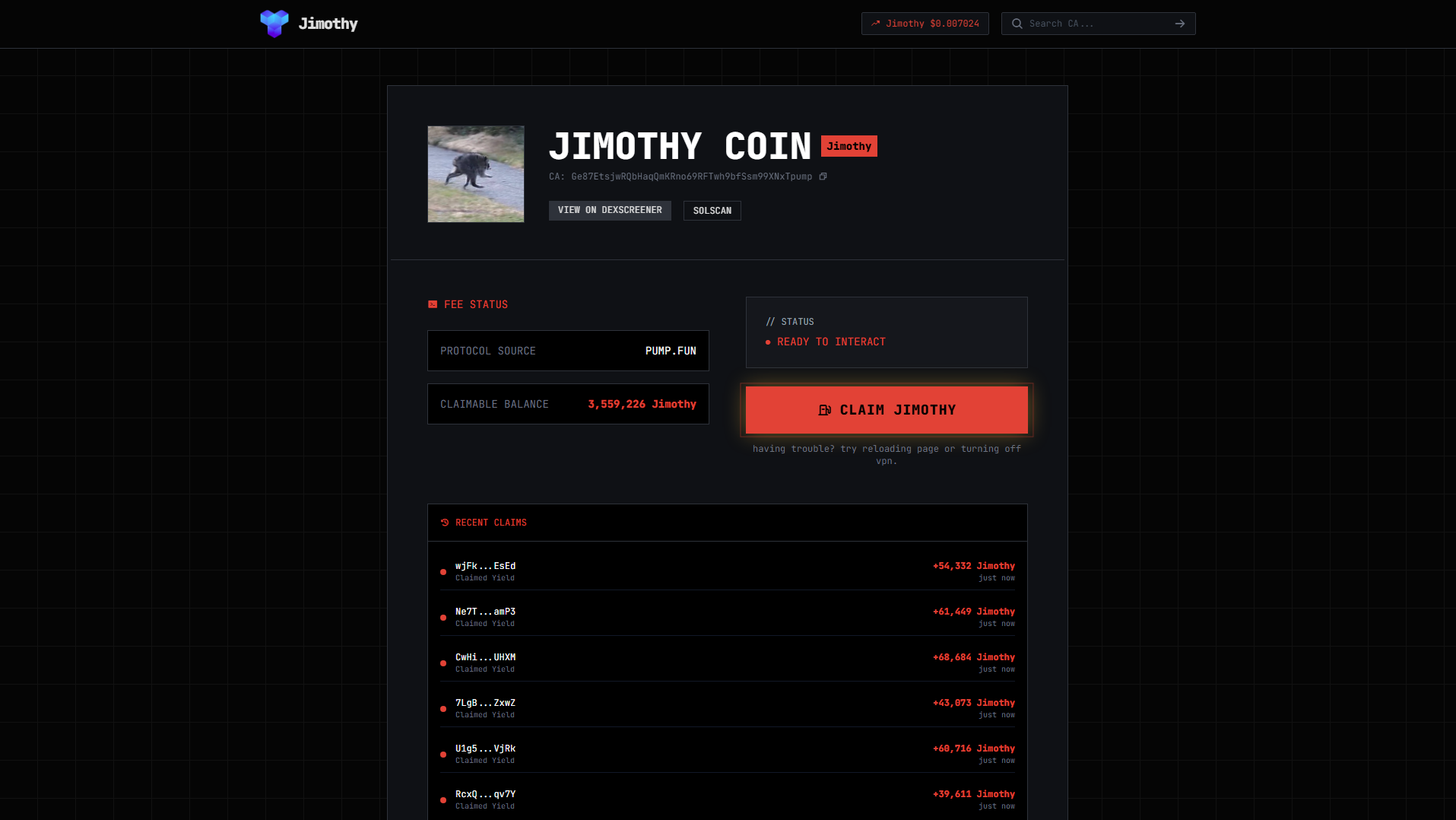 Stored capture of jimothy-portal.com