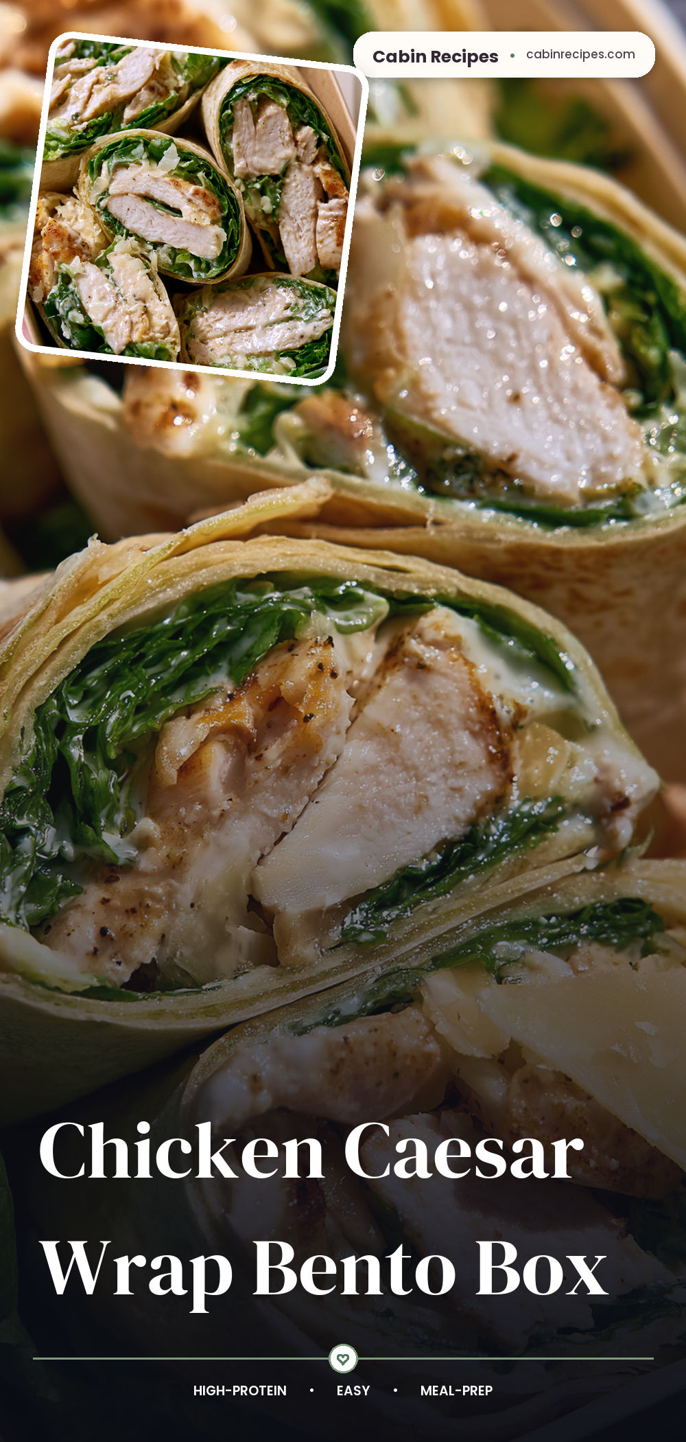 Pinterest graphic for Chicken Caesar Wrap Bento Box