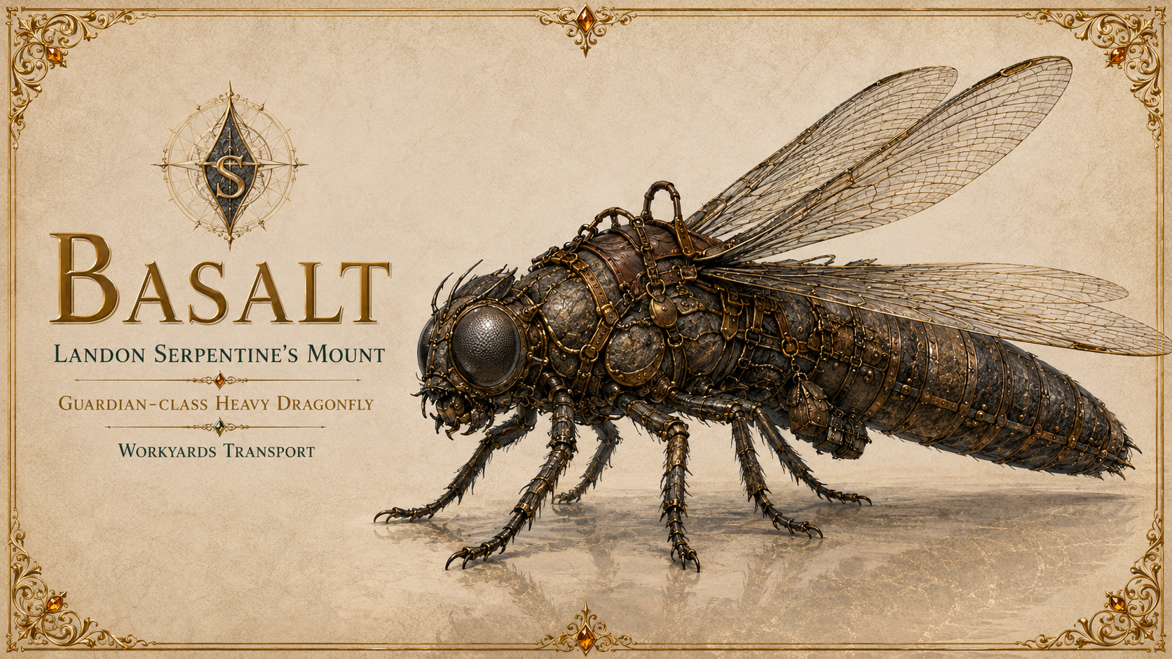 Basalt, Landon Serpentine's guardian-class heavy dragonfly mount.