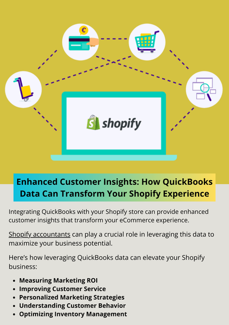 In today's competitive eCommerce landscape, understanding your customers is more important than ever. By integrating QuickBooks data with your Shopify store, you can gain valuable insights that empower you to make informed decisions, personalize your marketing efforts, optimize your inventory management, and deliver exceptional customer service. To know more visit here https://www.esenshi.com/shopify-accounting
