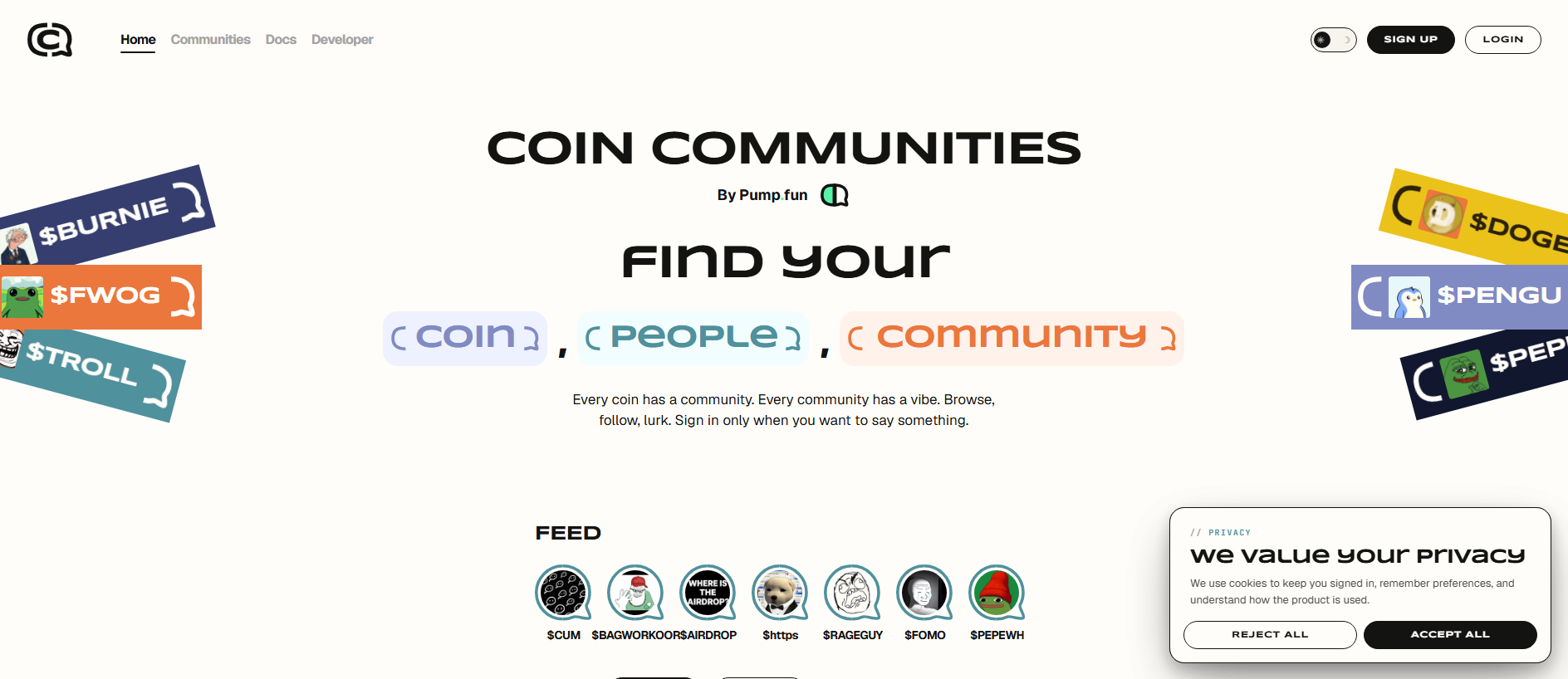 Screenshot of coinconmunities.org