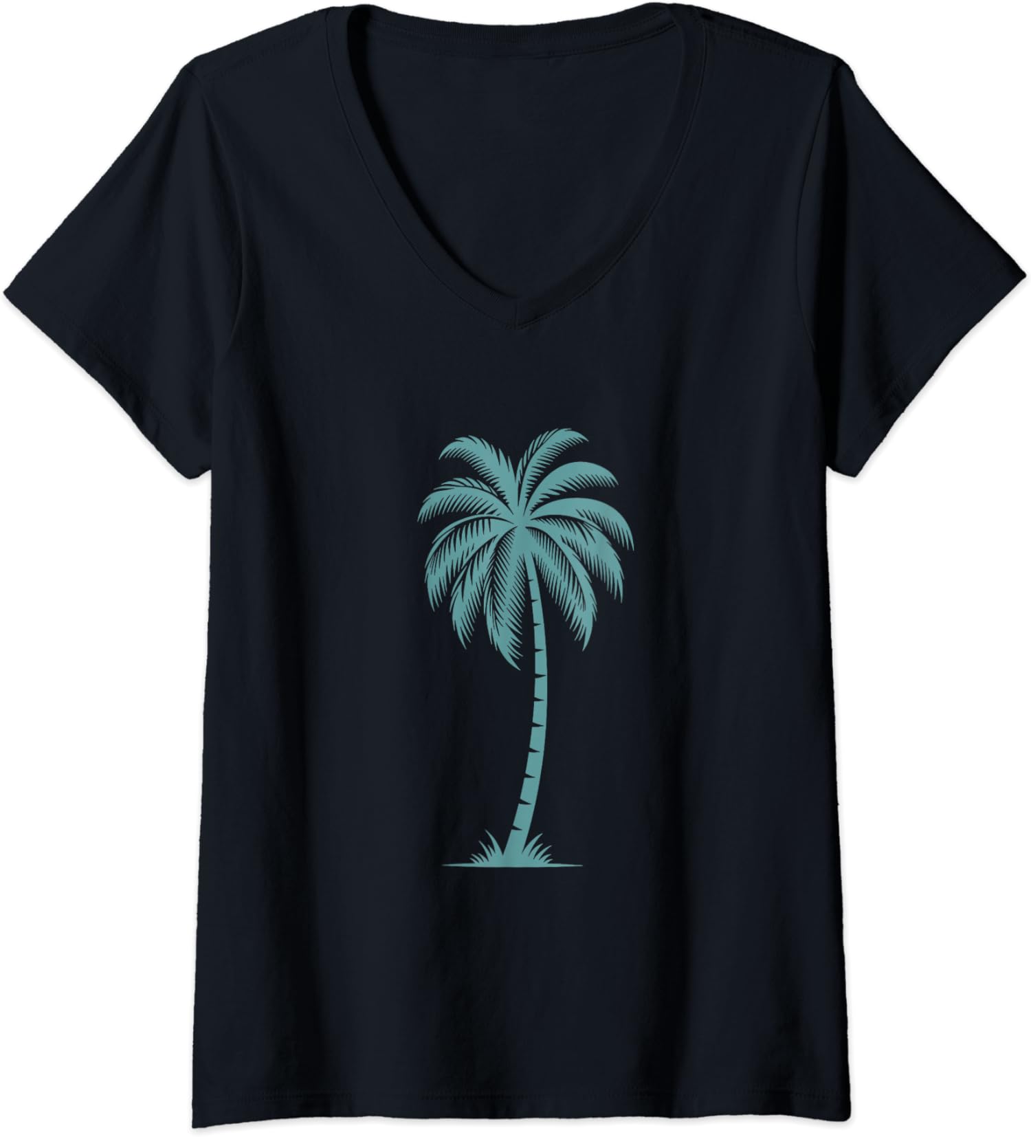 Women Men Palm Tree Hawaiian Beach Summer Tropical Ladies’ V-Neck Tshirt