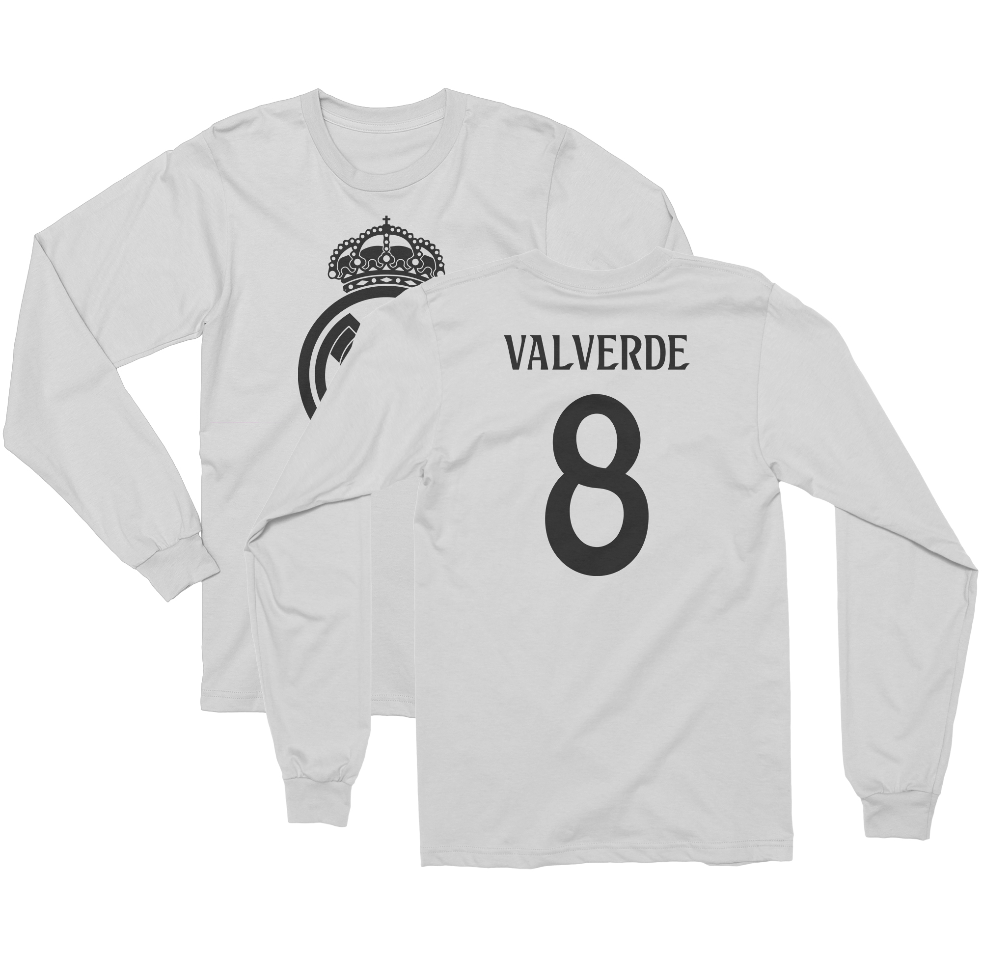 Madrid Soccer Star Valverde 8 Jersey Style Fans Long Sleeve Tshirt
