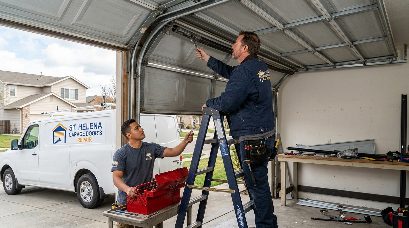 Garage door technician at work in St Helena