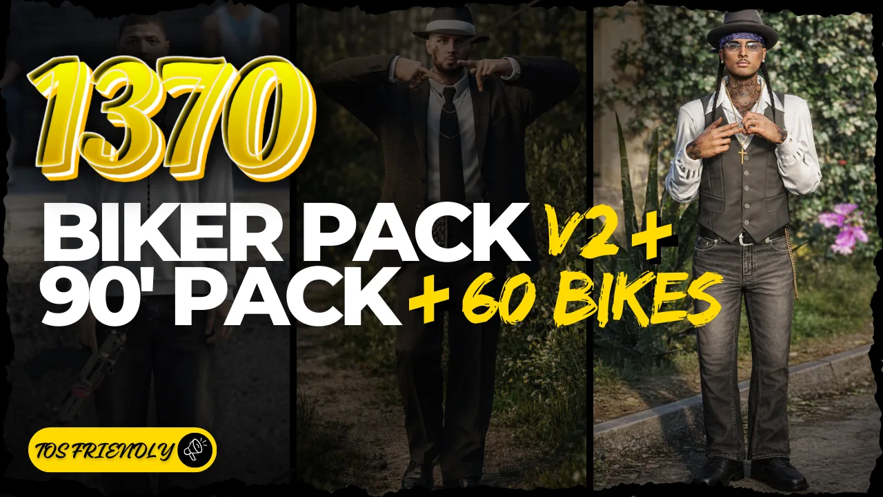 1370 | Biker Pack V2 + 90's Gang Clothing Pack | Non Branded