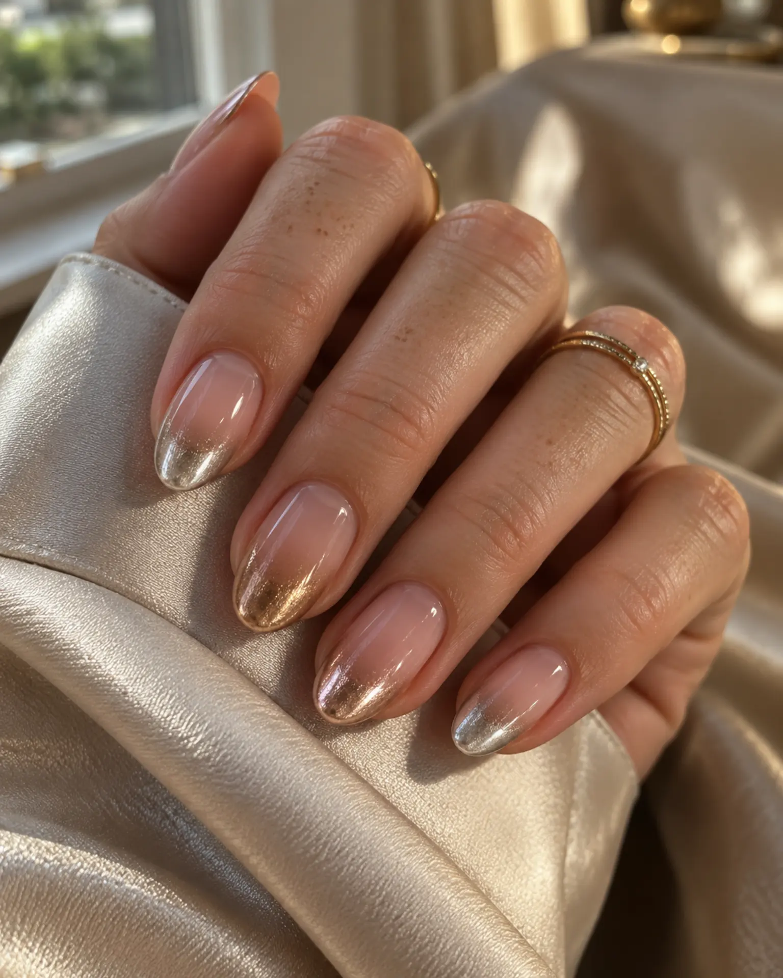 Chrome Gradient French manicure inspiration for chrome nail ideas