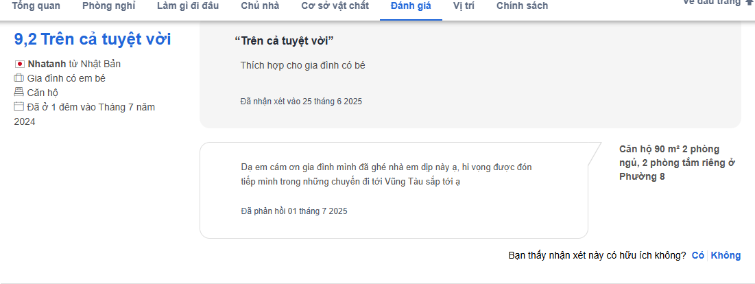 Review 9.2/10 của khách Nhatanh trên Agoda Review Agoda của khách Nhatanh
