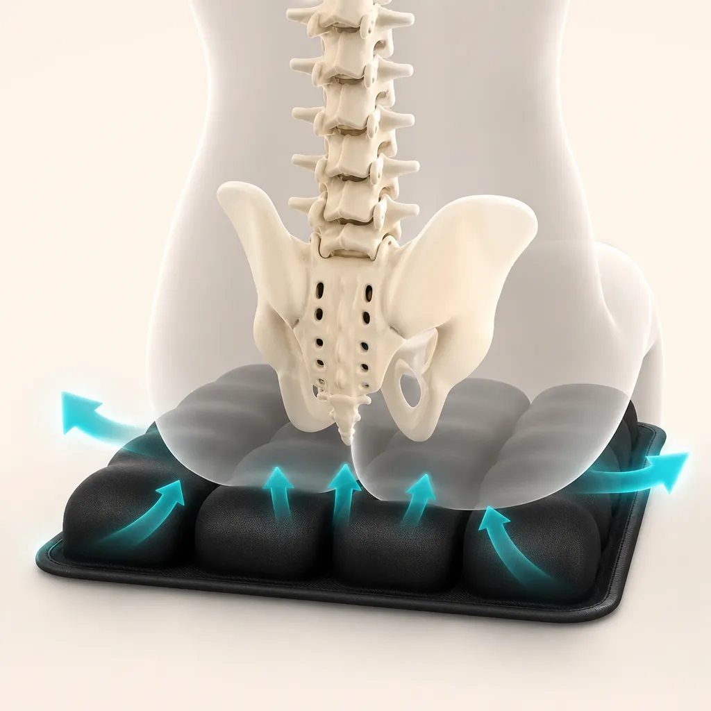 49-Cell Air Technology relieves tailbone and spine pressure