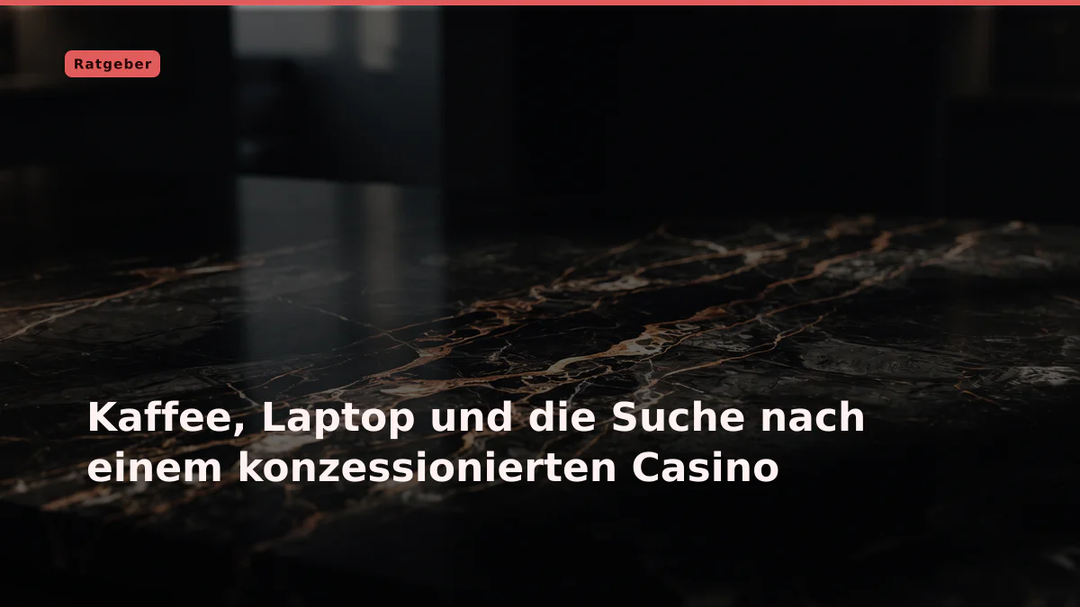 Kaffee, Laptop und die Suche nach einem konzessionierten Casino