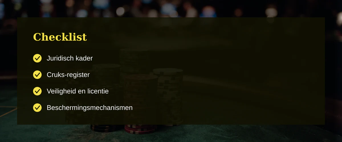 Casino zonder registratie — Checklist