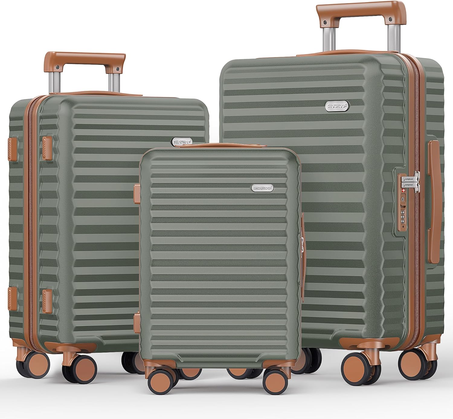 SHOWKOO Luggage Sets 3 Piece Hardside Expandable Suitcase with