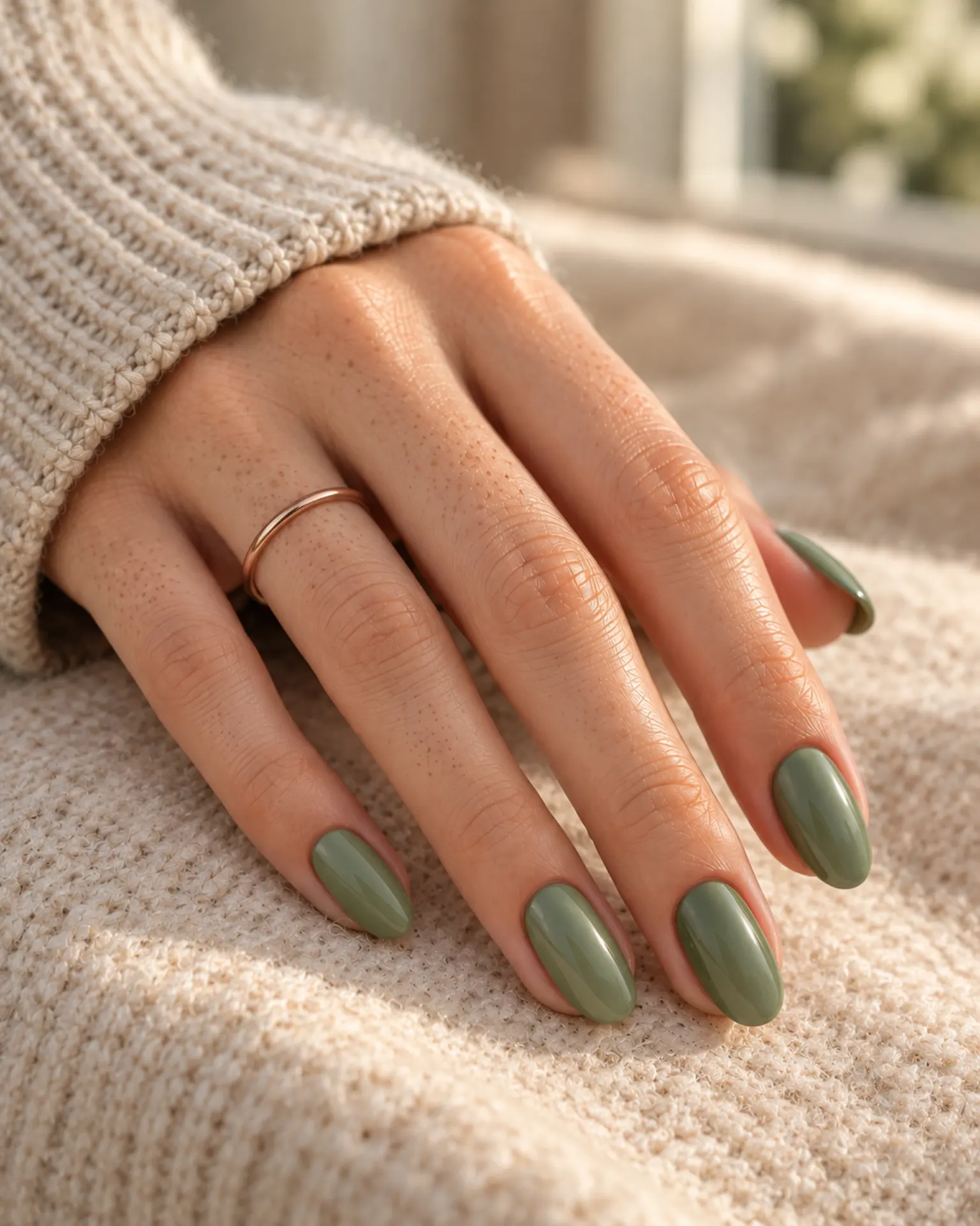 Sage High-Gloss Solid manicure inspiration for green nail ideas