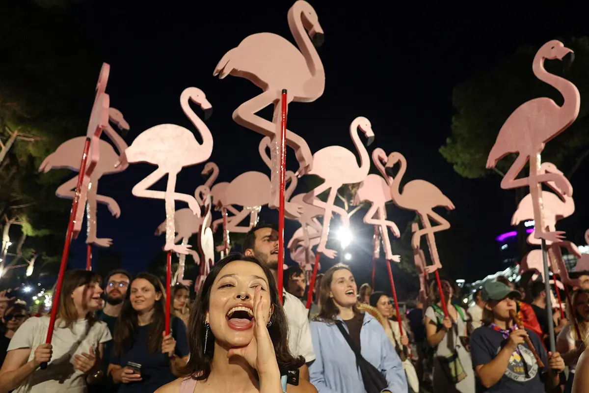 Flamingos Lead Youth Protest Against Albanian Corruption