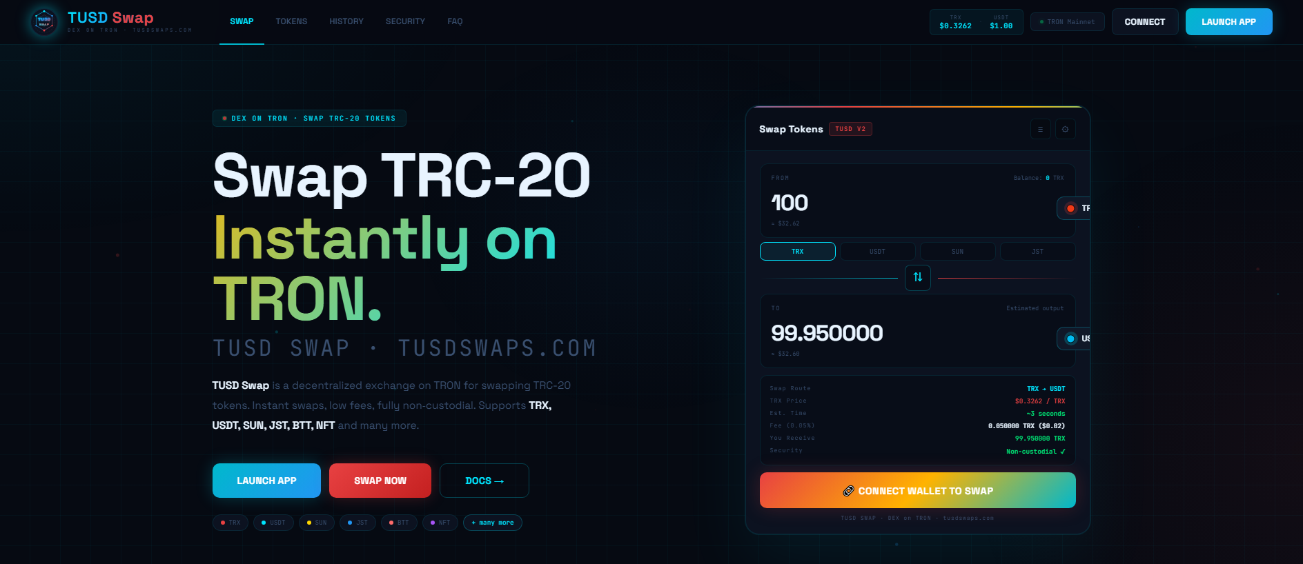 Screenshot of tusdswaps.com