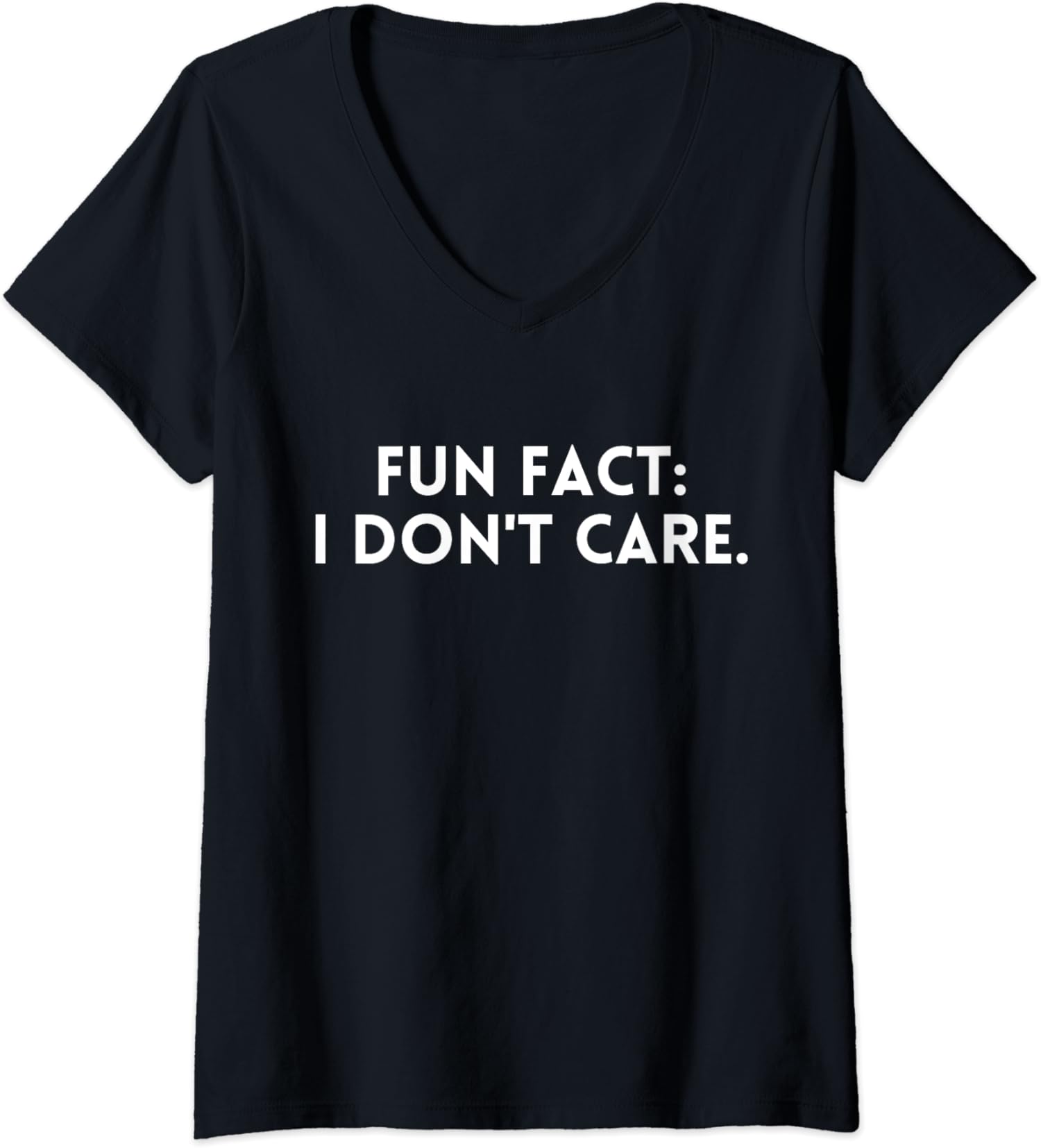 Fun Fact: I Don’t Care Funny Saying Sarcastic Ladies’ V-Neck Tshirt