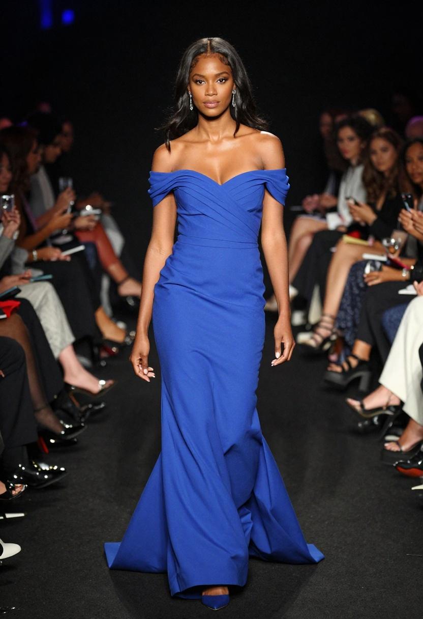 Cobalt blue mermaid gown at charity fundraising gala