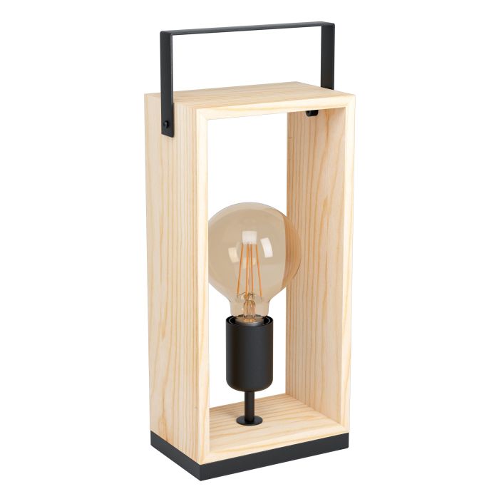 Lampe de table Famborough E27 – Noir et bois