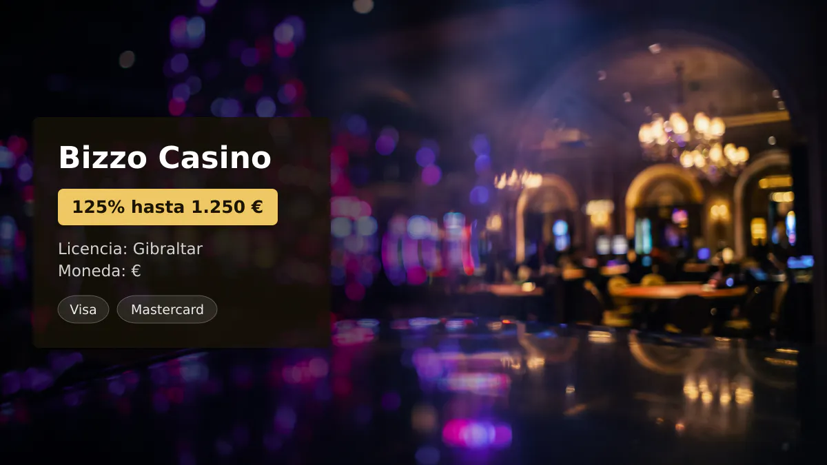 Bizzo Casino  bono de bienvenida 125% hasta 1.250  + 50 FS, pagos: Visa, Mastercard, Skrill, Neteller, Paysafecard