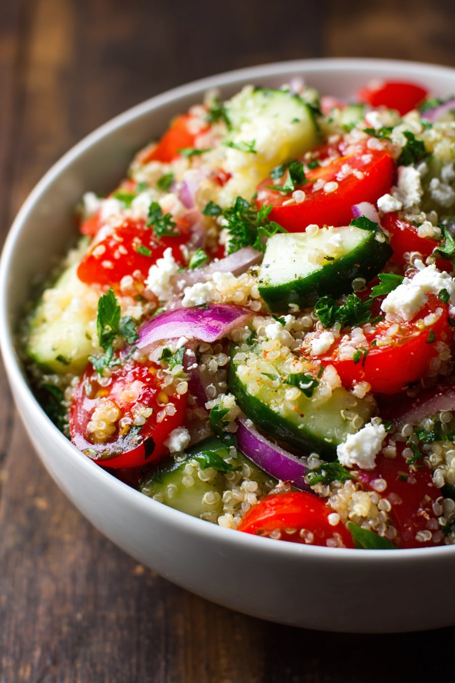Greek Tomato Cucumber Quinoa Salad