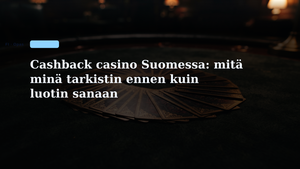 Cashback casino Suomessa: mitä minä tarkistin ennen kuin luotin sanaan
