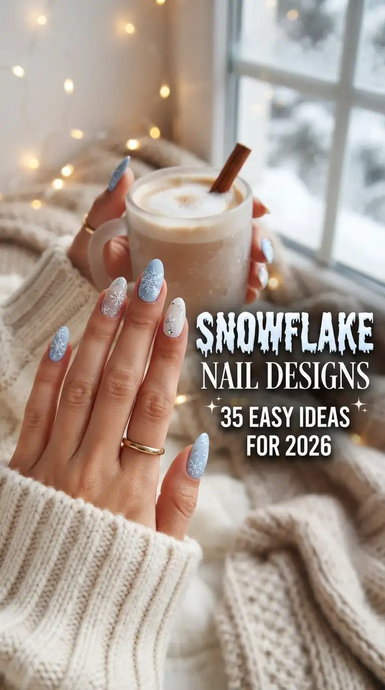 Snowflake Nail Designs: 35 Easy Winter Manicure Ideas For 2026