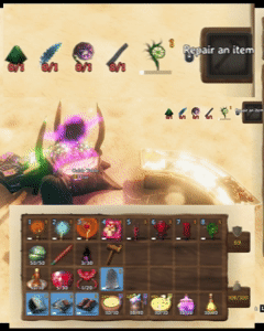 Repairing equipment with recipe materials