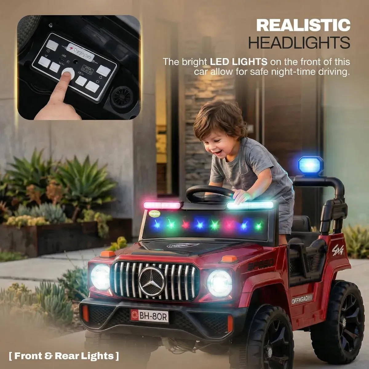 80A Battery Operated Jeep for Kids with RC Control | Kids Electric Battery Car with 4x4 Motors, RGB Lights & Music | Rechargeable Electric Car for Kid Aged 1–6 Years | 30Kg Weight capacity photo 7