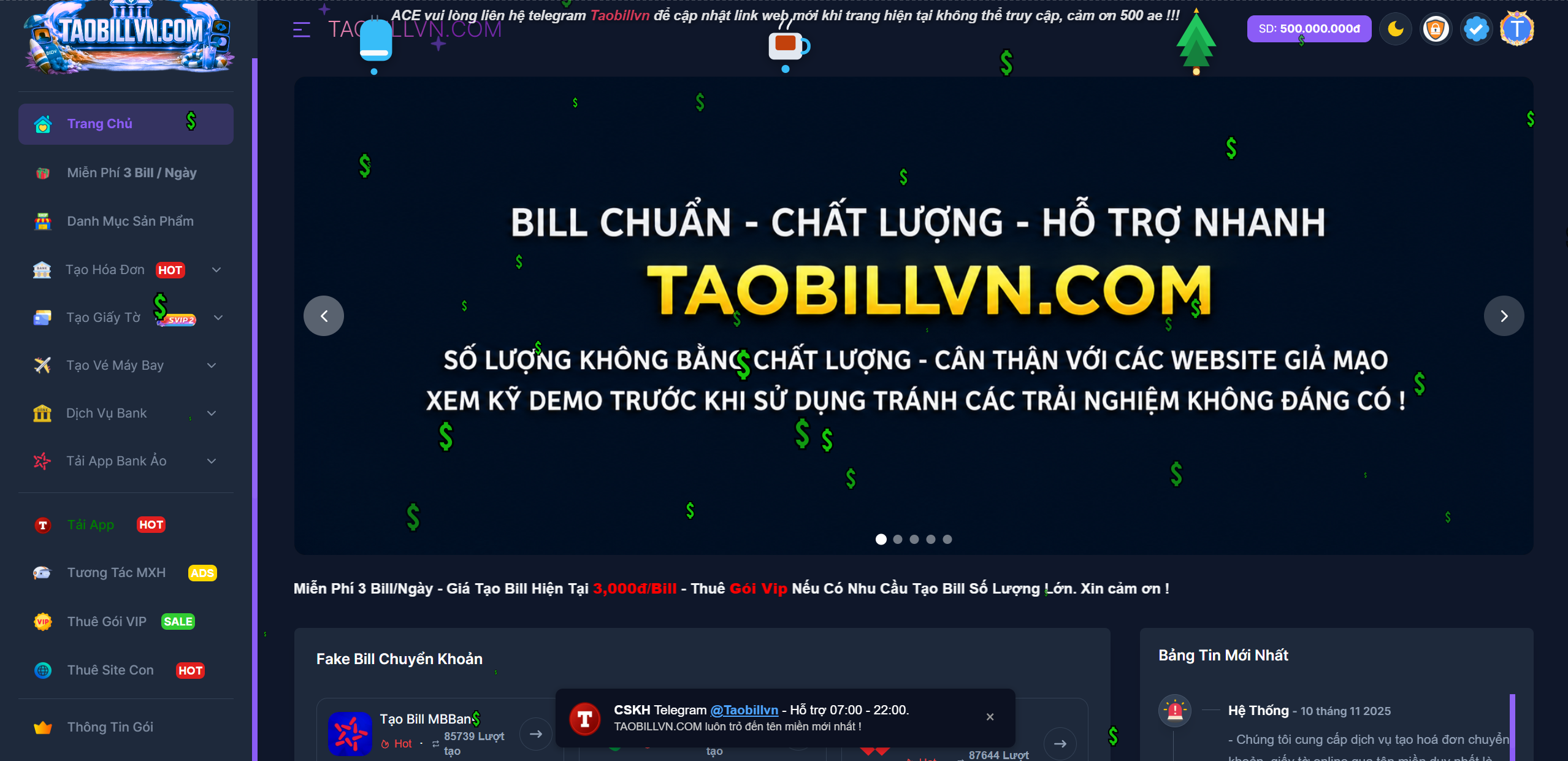 TAOBILLVN dashboard