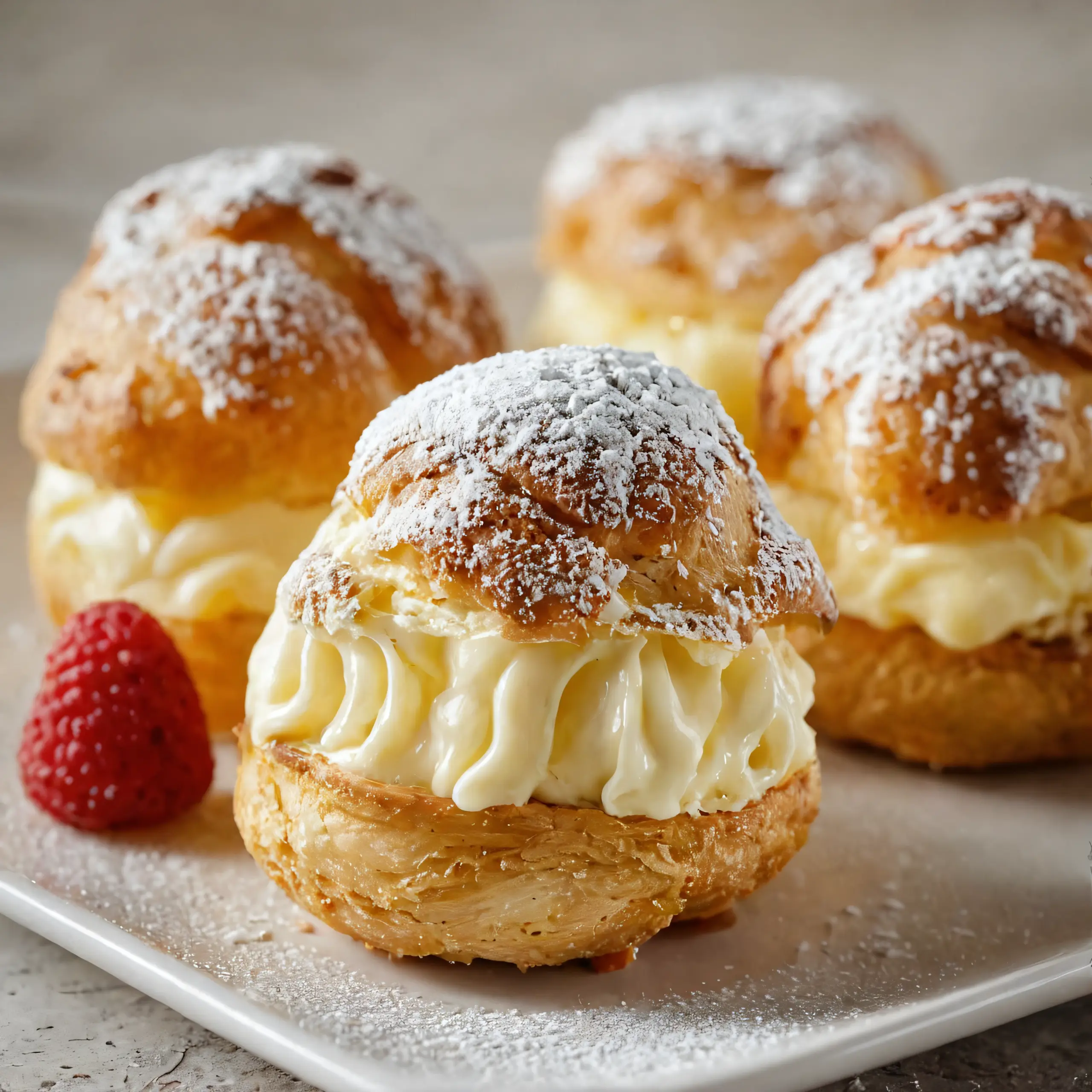 Vanilla Custard Filled Puff Pastries