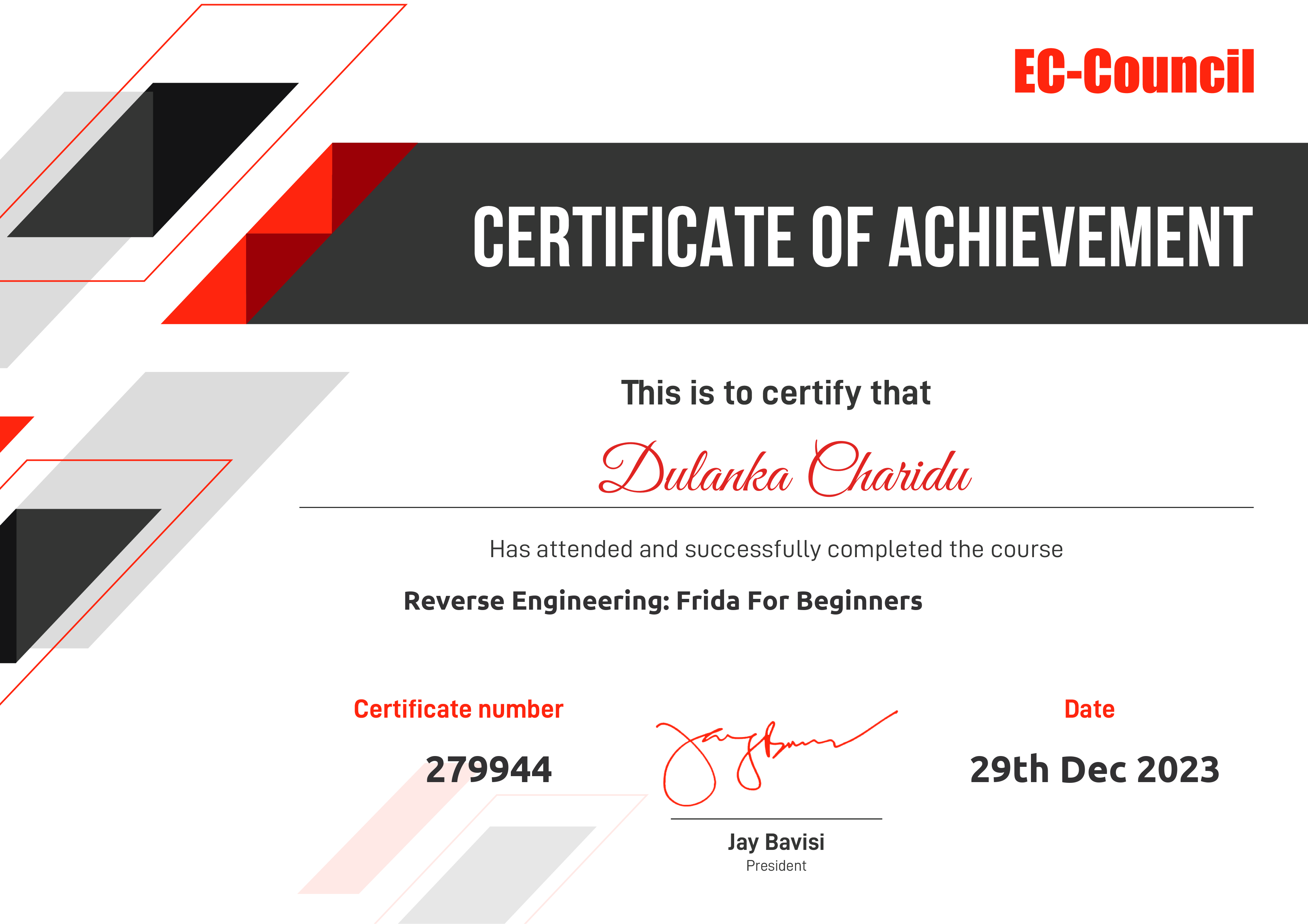 Reverse Engineering Certificate