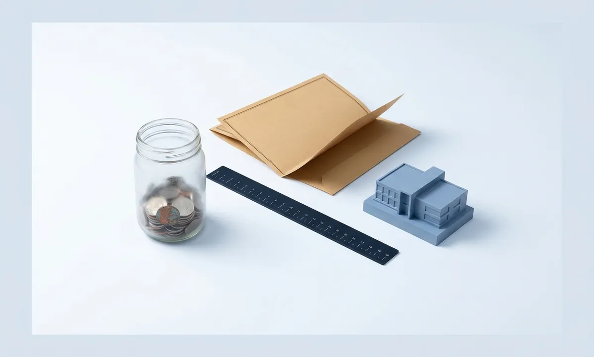 Moedas enferrujadas, título e imóvel sobre mesa limpa