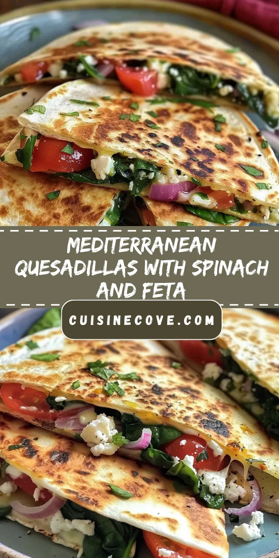 Mediterranean Quesadillas with Spinach And Feta for a Quick Vegetarian Lunch