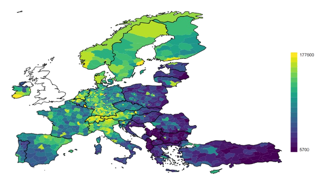 Carte par régions européennes