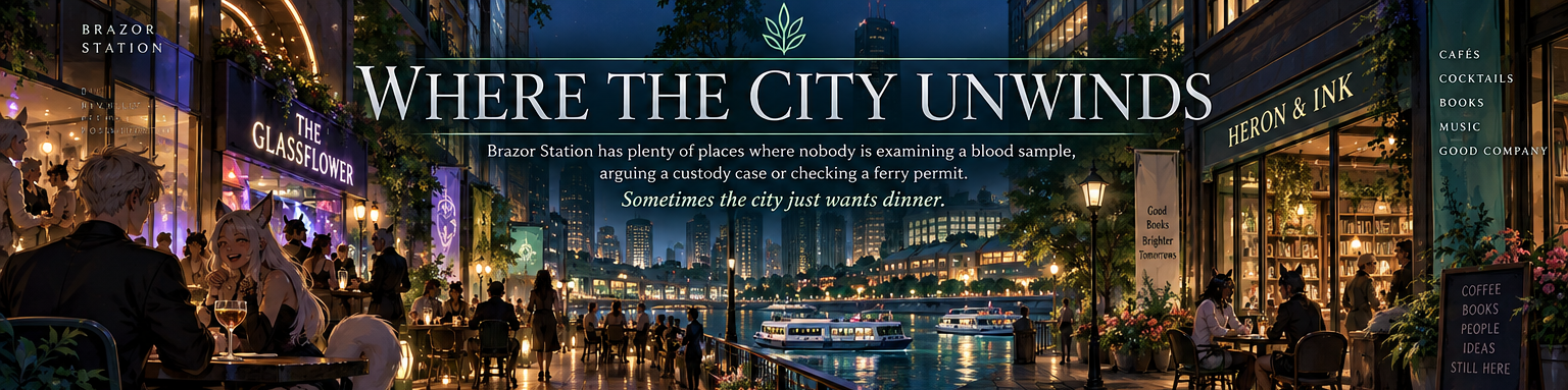 Nightlife, cafés, bookstores and social life throughout Brazor Station