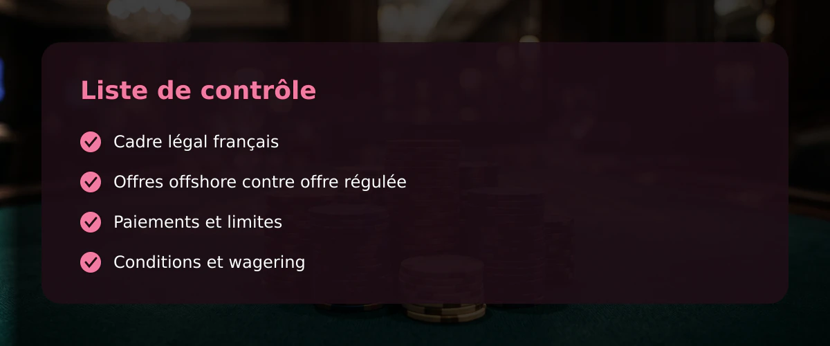 Tours gratuits sans dépôt — Liste de contrôle