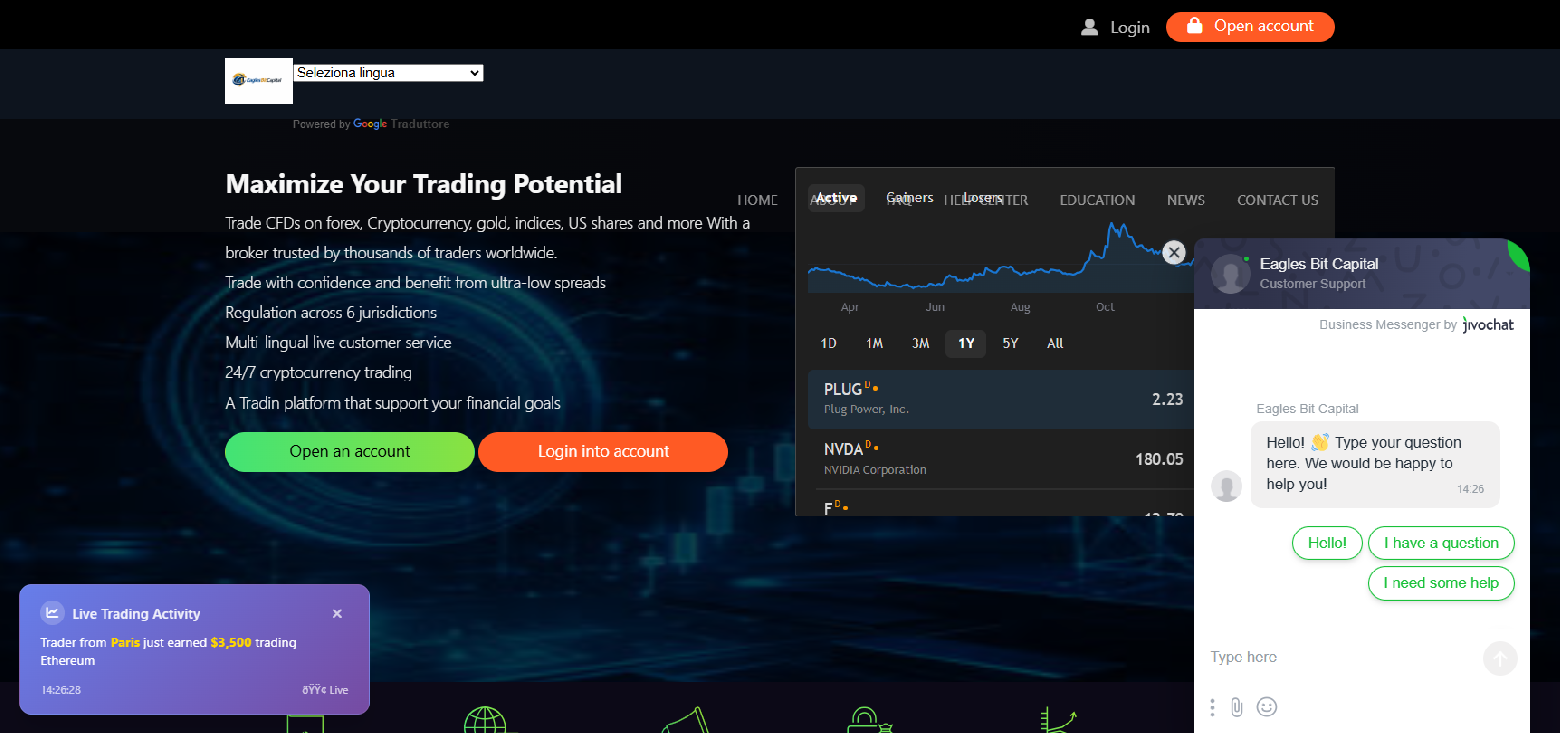 Screenshot of eaglesbitcapital.live