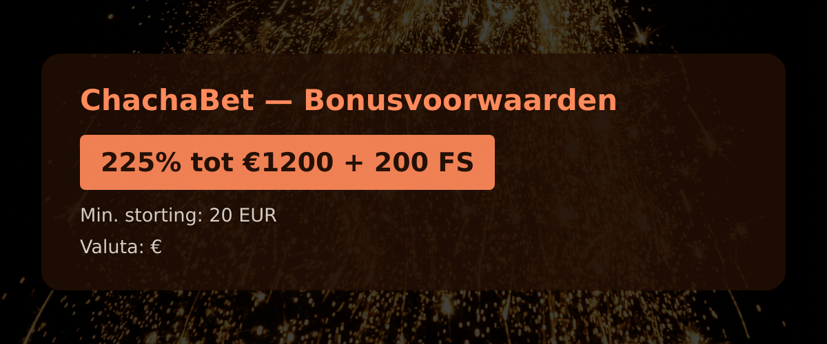 ChachaBet — Bonusvoorwaarden: 225% tot €1200 + 200 FS