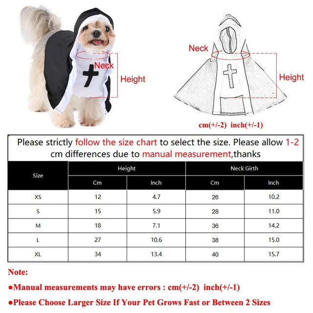 Final view of the pet nun Halloween costume
