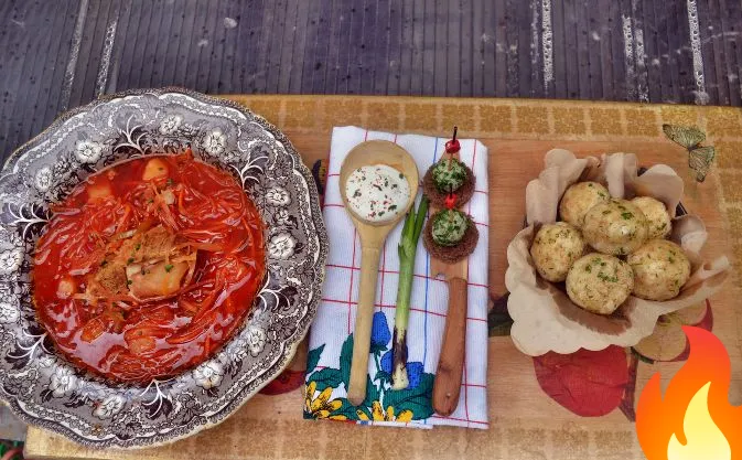 Постер Борщ с "завертайками" и мини-пампушками