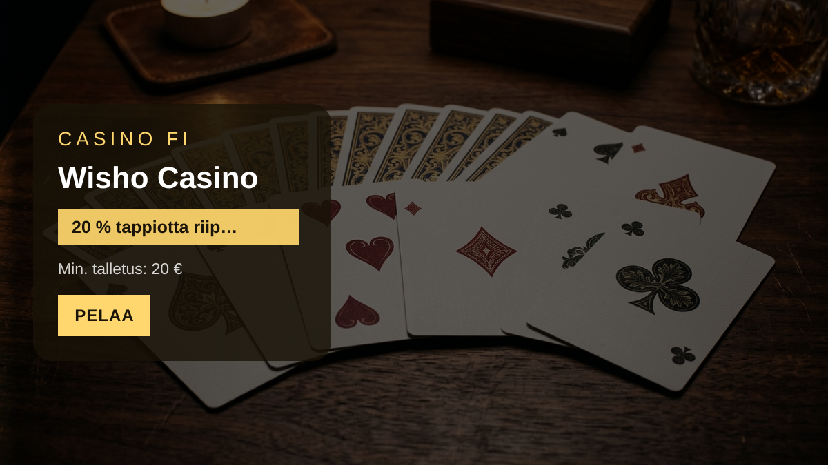 Wisho Casino kasino — tervetuliaisbonus 20 % tappiotta riippuen pelaajan toiminnasta + 200 FS, maksutavat: Trustly