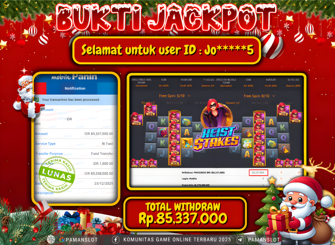 PAMANSLOT JACKPOT Game PG - Heist Stakes Rp.85,337,000- LUNAS